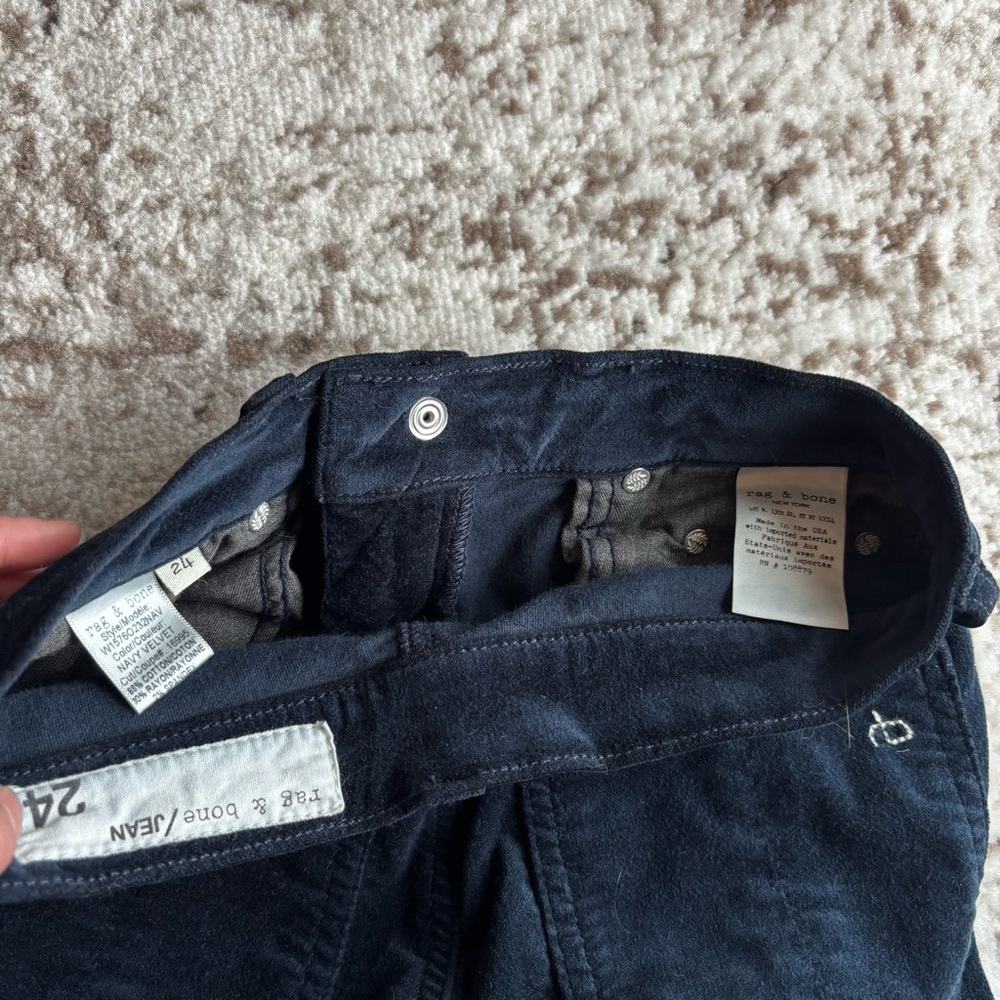 Rag & Bone Navy Blue Velvet Skinny Pants - Picture 7 of 7